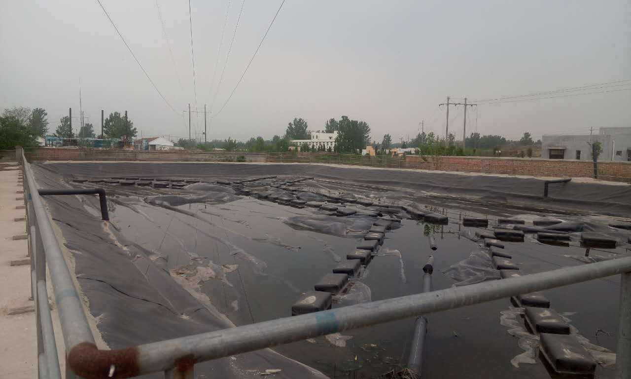 “黑膜沼液池”是由壩體、管道和HDPE膜組成的一種壩型結(jié)構(gòu)。其特點是:池內(nèi)儲水量大，污水停留時間長，既可節(jié)約肥料成本，又有利于保護土地資源。